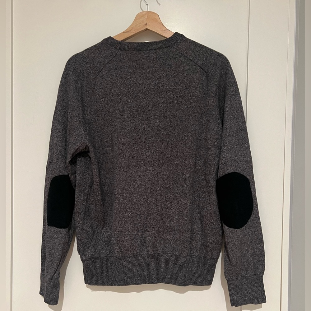 Banana Republic Gray 100% Cotton Sweater with Elbow Patches in Medium